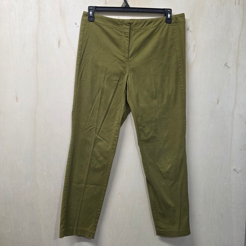 J. Jill Womens Olive Green Stretch Cotton Slim Straight Ankle Pants Size 10